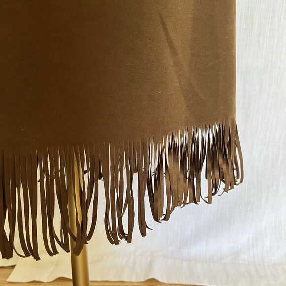 VTG Clio Skirt Faux Suede FRINGE Brown BOHO HIPPIE Womens 10 USA  Rodeo Western - Picture 5 of 12
